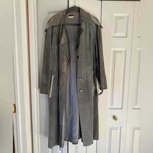 vintage grey suede trench coat